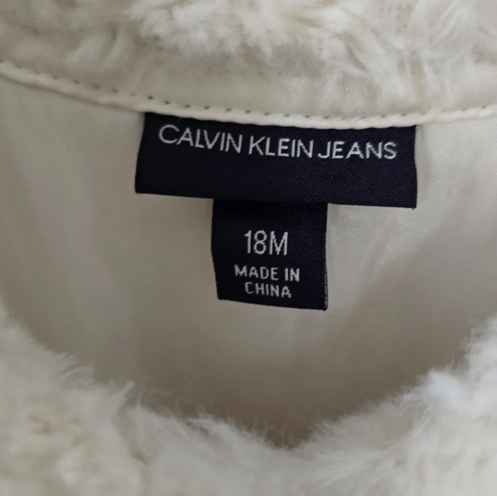 Calvin Klein Jeans White Pea Coat Plush Faux Fur
